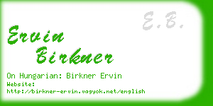 ervin birkner business card